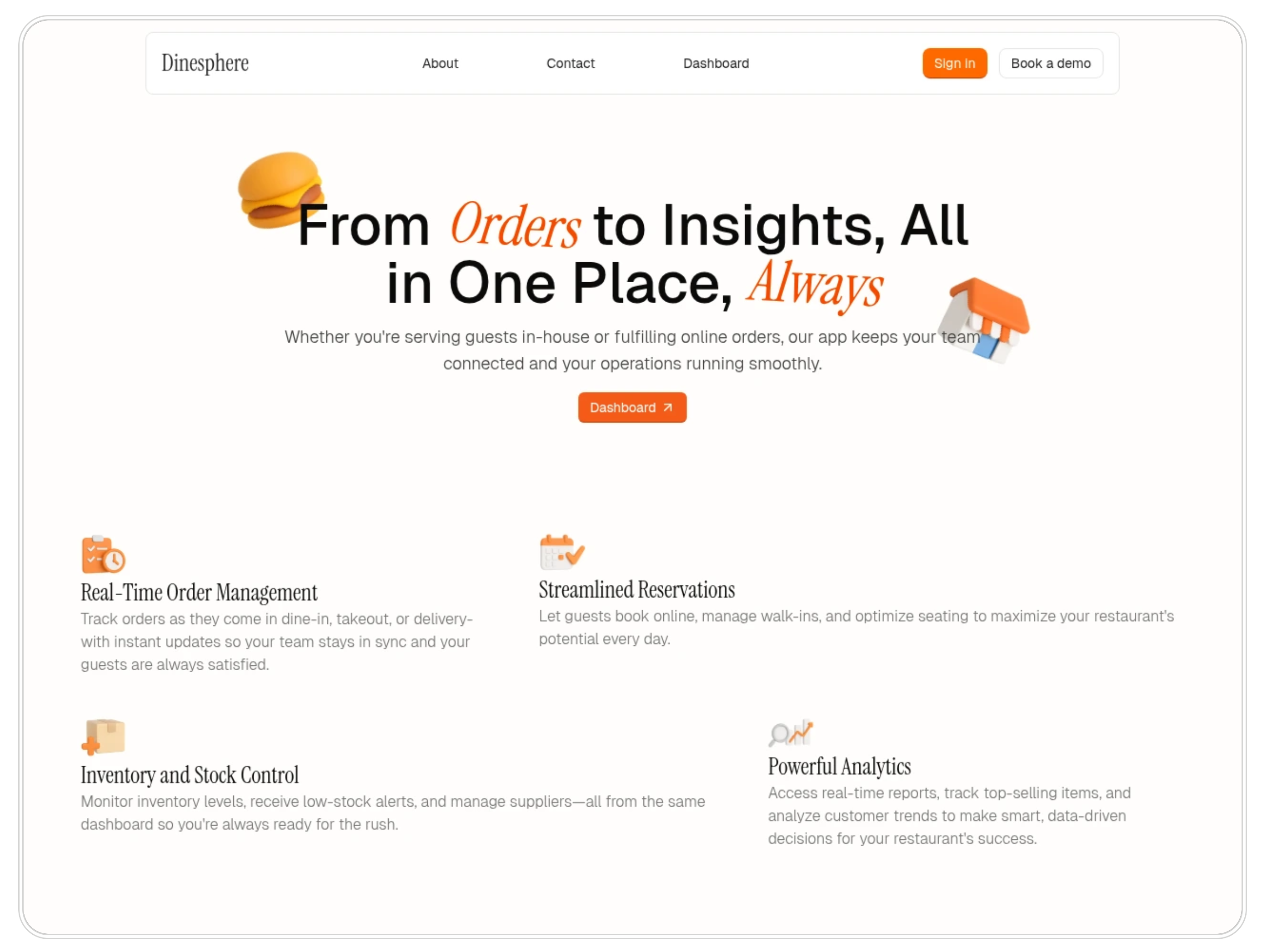 Dinesphere App Mockup
